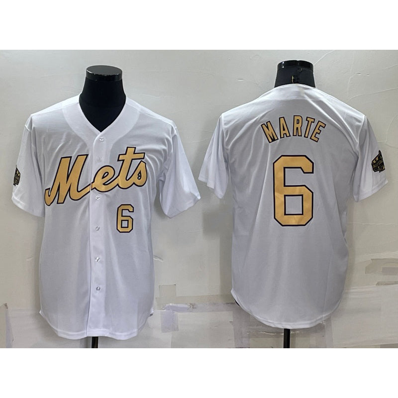 New York Mets #6 Starling Marte Number White HeidiMiller 2022 All Star Stitched Cool Base Jersey