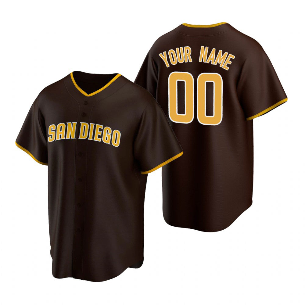 Custom San Diego Padres Brown HeidiMiller 2020 Stitched Cool Base Road Jersey