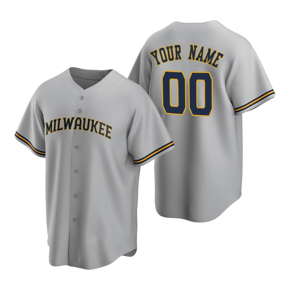 Custom Milwaukee Brewers Gray HeidiMiller Stitched Cool Base Road Jersey