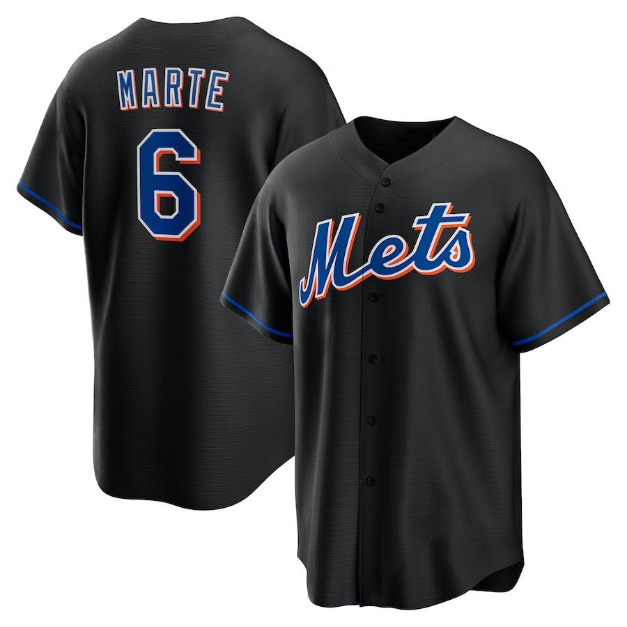 New York Mets #6 Starling Marte Black HeidiMiller Stitched Cool Base Jersey