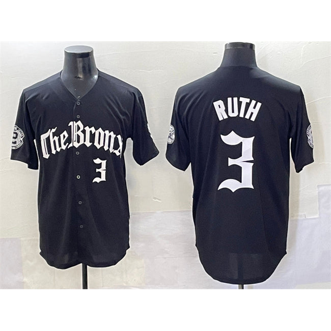 New York Yankees #3 Babe Ruth Black HeidiMiller 'Gothic Legacy Edition' Vapor Premier Limited Stitched Jersey