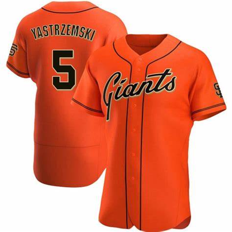 San Francisco Giants #5 Mike Yastrzemski Orange HeidiMiller Flex Base Jersey