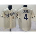 Minnesota Twins #4 Carlos Correa Number Cream HeidiMiller 2022 City Connect Cool Base Stitched Jersey