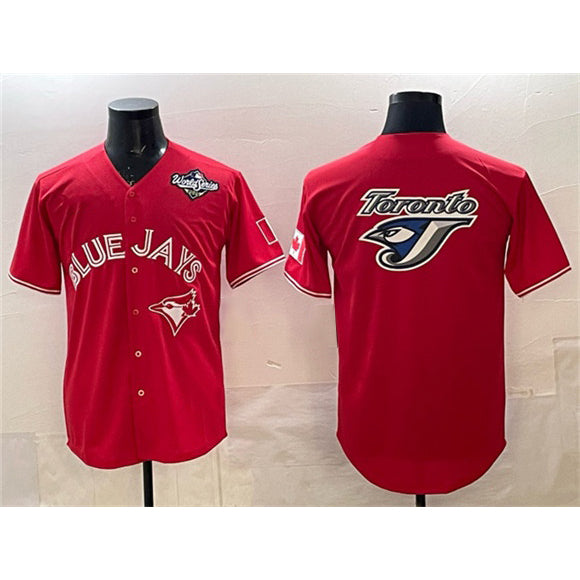 Toronto Blue Jays Team Big Logo Red HeidiMiller 2025 World Series Home Cool Base Stitched Jersey