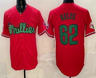 Philadelphia Phillies #62 Jason Kelce Red HeidiMiller Limited Stitched Jersey