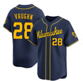 Milwaukee Brewers #28 Andrew Vaughn Navy HeidiMiller Alternate Limited Stitched Jersey