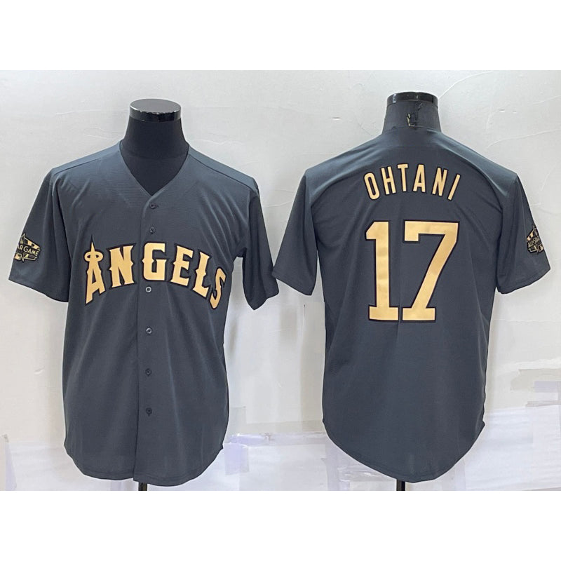 Los Angeles Angels #17 Shohei Ohtani Grey HeidiMiller 2022 All Star Stitched Cool Base Jersey