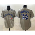 Toronto Blue Jays #36 Davis Schneider Gray HeidiMiller 2025 World Series Cool Base Stitched Jersey