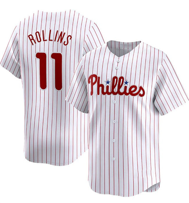 Philadelphia Phillies #11 Jimmy Rollins White HeidiMiller Home Limited Stitched Jersey