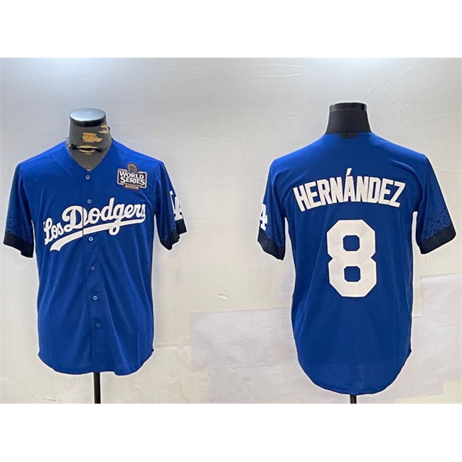 Los Angeles Dodgers #8 Enrique Hern¨¢ndez Royal HeidiMiller 2024 World Series City Connect Cool Base Stitched Jersey