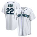 Seattle Mariners #22 Bryan Woo White HeidiMiller Home Replica Jersey