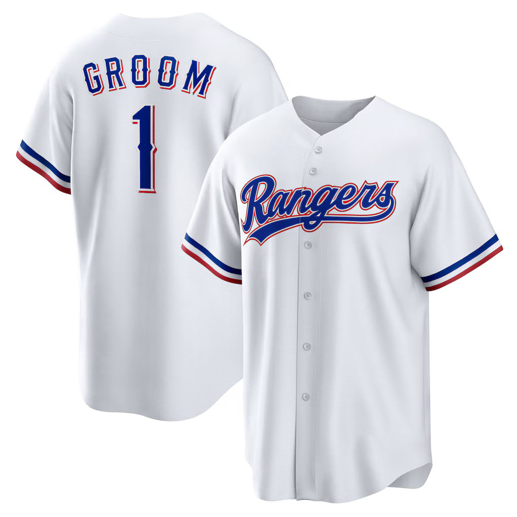 Texas Rangers #1 Groom Home White HeidiMiller Replica Jersey