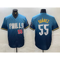 Philadelphia Phillies #55 Ranger Suarez Blue HeidiMiller 2024 City Player Number Cool Base Jerseys