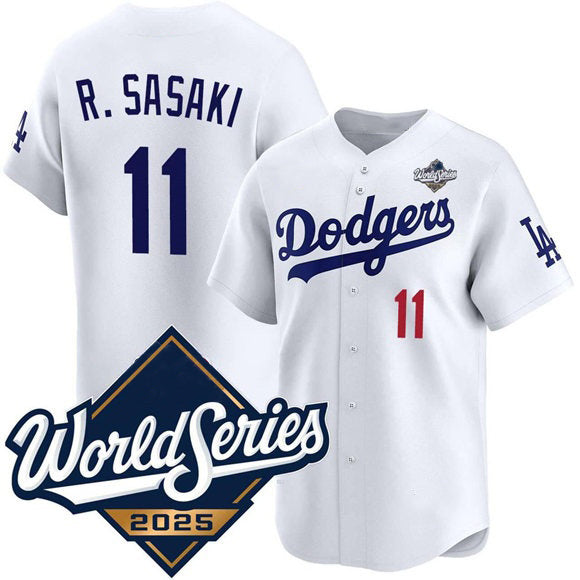 Los Angeles Dodgers #11 Roki Sasaki White HeidiMiller 2025 World Series Limited Stitched Jersey