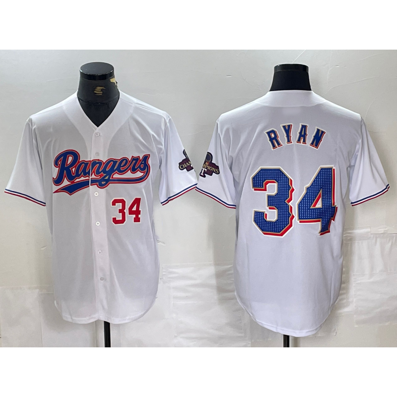 Texas Rangers #34 Nolan Ryan Number White HeidiMiller 2024 Gold Collection Limited Cool Base Jersey 2