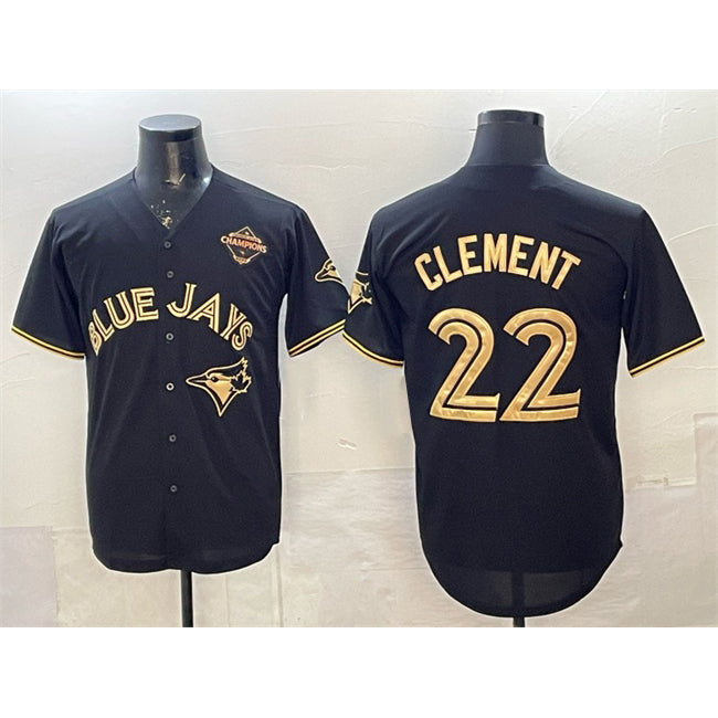 Toronto Blue Jays #22 Ernie Clement Black Gold HeidiMiller 2025 American League Champions Limited Stitched Jersey