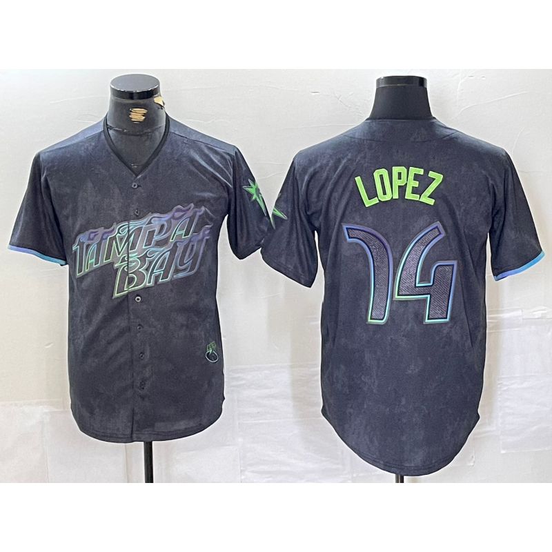 Tampa Bay Rays #14 Jacob Lopez Charcoal HeidiMiller 2024 City Connect Limited Cool Base Jersey