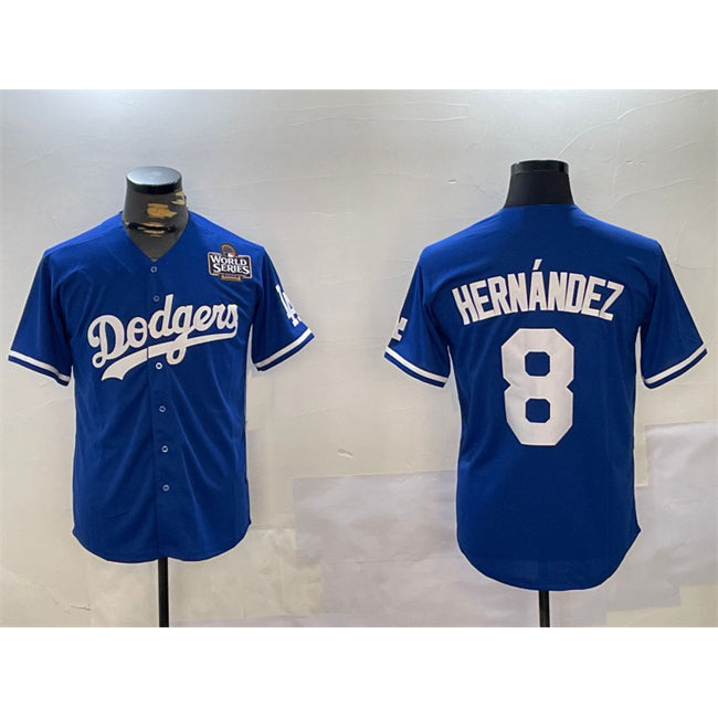 Los Angeles Dodgers #8 Enrique Hern¨¢ndez Royal HeidiMiller 2024 World Series Cool Base Stitched Jersey