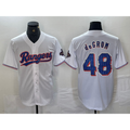 Texas Rangers #48 Jacob deGrom White HeidiMiller 2024 Gold Collection Limited Cool Base Jersey