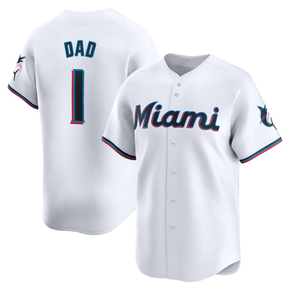 Miami Marlins #1 Dad White HeidiMiller Home Limited Jersey