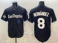 Los Angeles Dodgers #8 Enrique Hern¨¢ndez Black HeidiMiller 2025 World Series Champions Patch 'Gothic Edition' Vapor Premier Limited Stitched Jersey