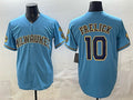Milwaukee Brewers #10 Sal Frelick Blue HeidiMiller With Home & Bob Uecker Patch Stitched Jersey
