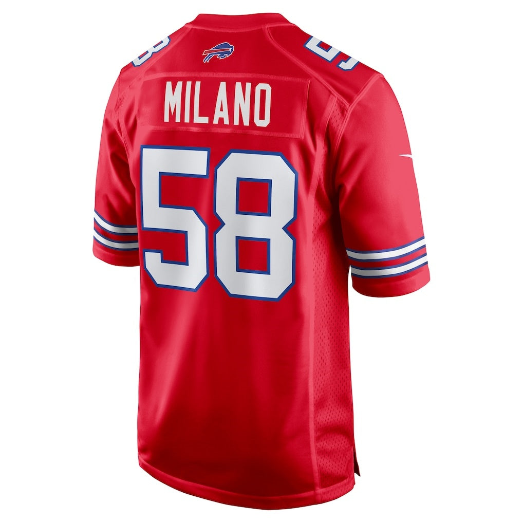B.Bills #58 Matt Milano Red HeidiMiller Alternate Game Jersey
