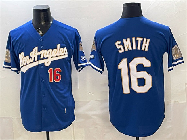 Los Angeles Dodgers #16 Will Smith Royal HeidiMiller 2026 Gold Collection 9x & B2B Champs Patch Stitched Jersey