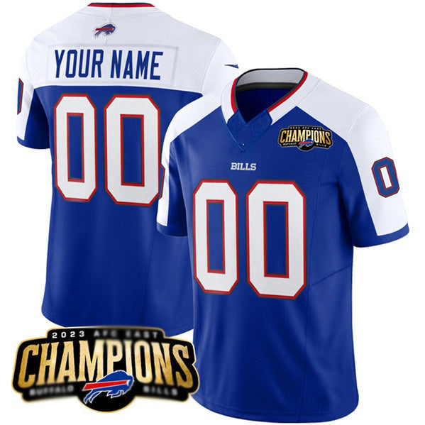 Custom B.Bills Active Player Blue White HeidiMiller 2023 F.U.S.E. AFC East Champions Ptach Stitched Jersey