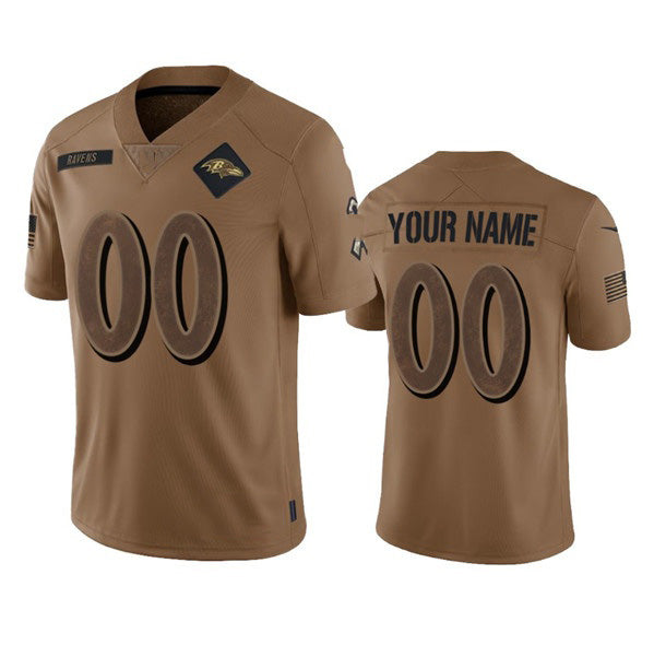 Custom B.Ravens Active Player 2023 Brown HeidiMiller Salute To Service Limited Stitched Jersey