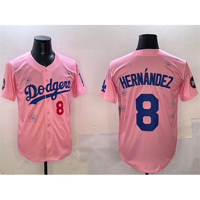 Los Angeles Dodgers #8 Enrique Hern¨¢ndez Pink HeidiMiller 2025 Tokyo Series Limited Stitched Jersey