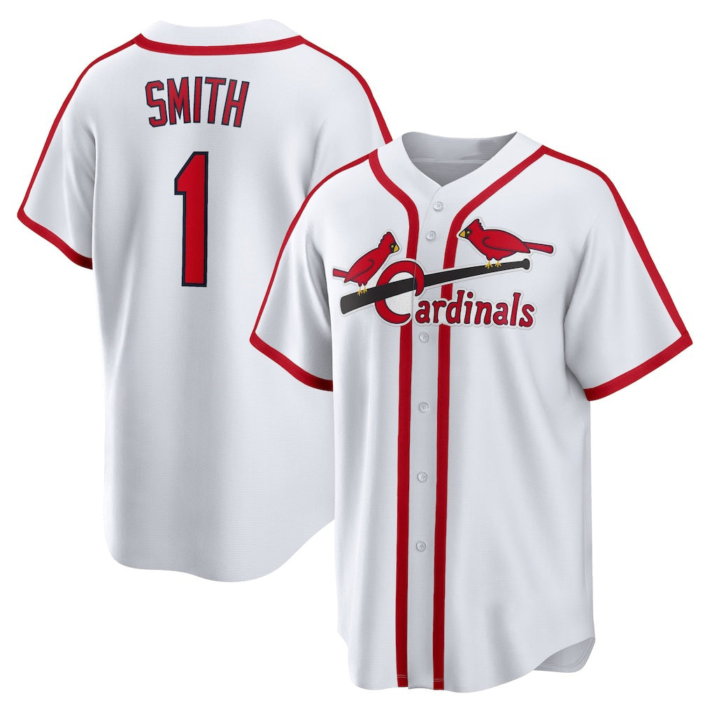 St. Louis Cardinals #1 Ozzie Smith White HeidiMiller Home Cooperstown Collection Player Jersey