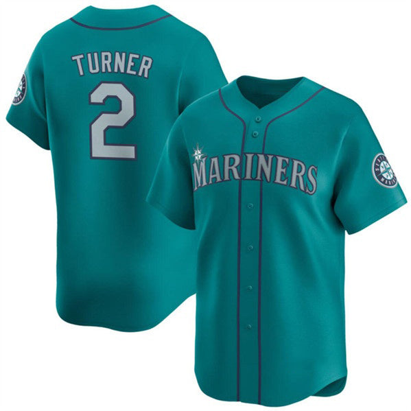 Seattle Mariners #2 Justin Turner Aqua HeidiMiller Alternate Limited Stitched jersey