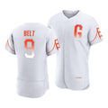 San Francisco Giants #9 Brandon Belt White HeidiMiller 2021 City Connect Flex Base Jersey