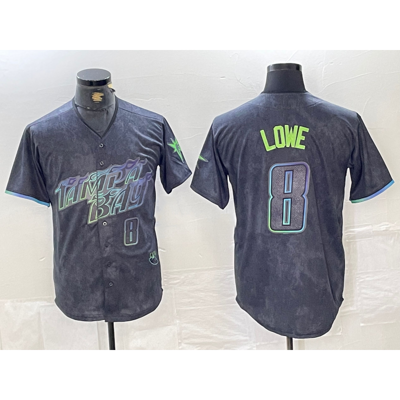Tampa Bay Rays #8 Brandon Lowe Charcoal HeidiMiller 2024 City Connect Player Number Limited Cool Base Jersey 2