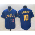 Seattle Mariners #10 Jarred Kelenic Number Blue HeidiMiller 2023 City Connect Cool Base Stitched Jersey
