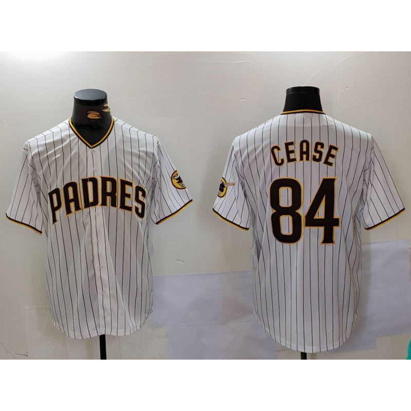 San Diego Padres #84 Dylan Cease White HeidiMiller Team Logo Stitched Cool Base Jersey
