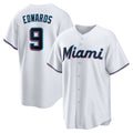 Miami Marlins #9 Xavier Edwards White HeidiMiller Home Replica Jersey