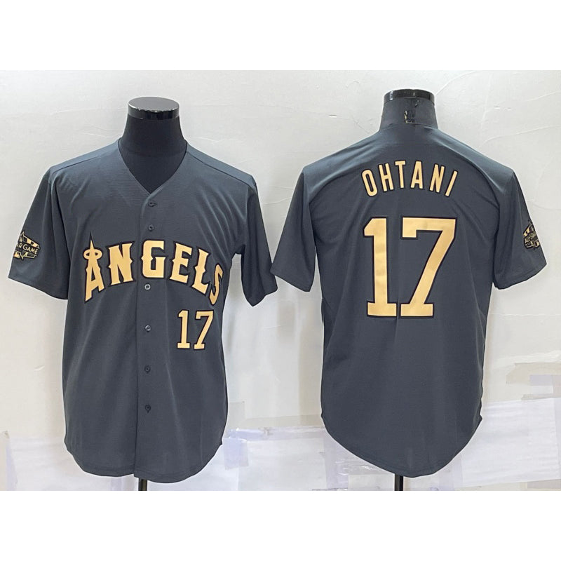Los Angeles Angels #17 Shohei Ohtani Number Grey HeidiMiller 2022 All Star Stitched Cool Base Jersey