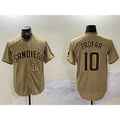 San Diego Padres #10 Jurickson Profar Khaki HeidiMiller Team Logo Cool Base Jerseys