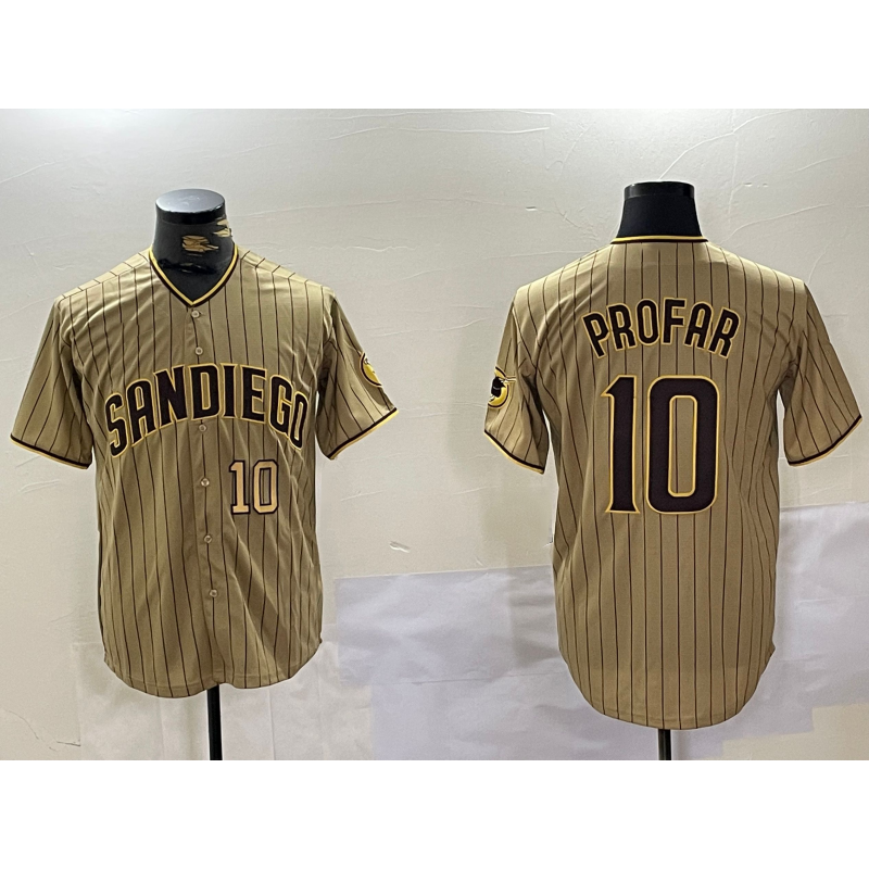 San Diego Padres #10 Jurickson Profar Khaki HeidiMiller Team Logo Cool Base Jerseys
