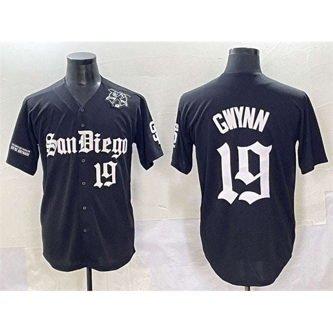San Diego Padres #19 Tony Gwynn Black HeidiMiller Gothic Edition Vapor Limited Stitched Jersey