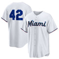 Miami Marlins #42 Jackie Robinson White HeidiMiller Home 2025 Day Replica Jersey