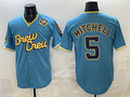 Milwaukee Brewers #5 Garrett Mitchell Powder Blue HeidiMiller City Connect With Home & Bob Uecker Patch Limited Stitched Jersey