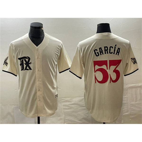 Texas Rangers #53 Adolis Garc¨ªa Cream HeidiMiller City Connect Cool Base Stitched Jersey