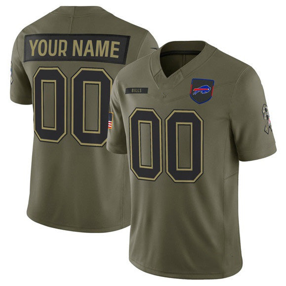 Custom B.Bills Active Player Olive HeidiMiller 2025 Salute to Service Limited Stitched Jersey