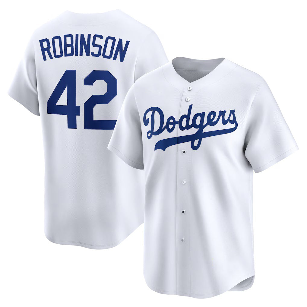 Los Angeles Dodgers #42 Jackie Robinson White HeidiMiller Throwback Cooperstown Collection Limited Jersey