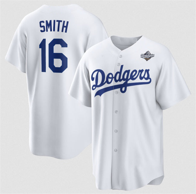 Los Angeles Dodgers #16 Will Smith White HeidiMiller 2025 World Series Home Cool Base Stitched Jersey