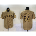 San Diego Padres #84 Dylan Cease Khaki HeidiMiller Team Logo Stitched Cool Base Jersey