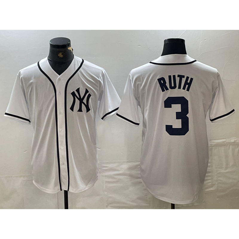 New York Yankees #3 Babe Ruth White HeidiMiller Fashion Cool Base Jersey